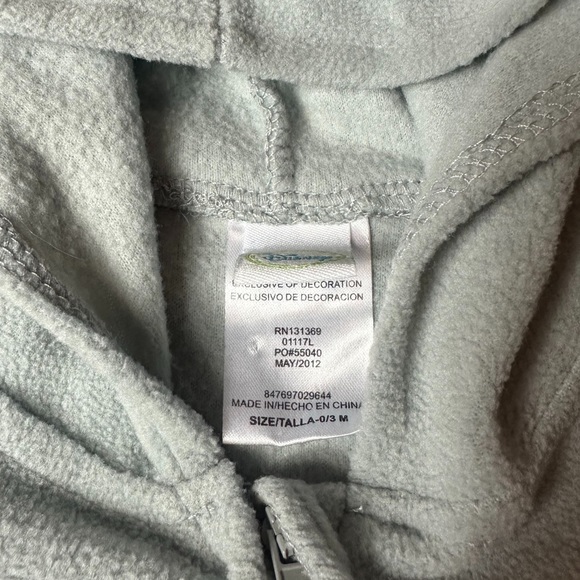 Disney Baby Winnie The Pooh Blocks And Airplane Grey Fleece Zip Up Footie w/Hood - Picture 7 of 7